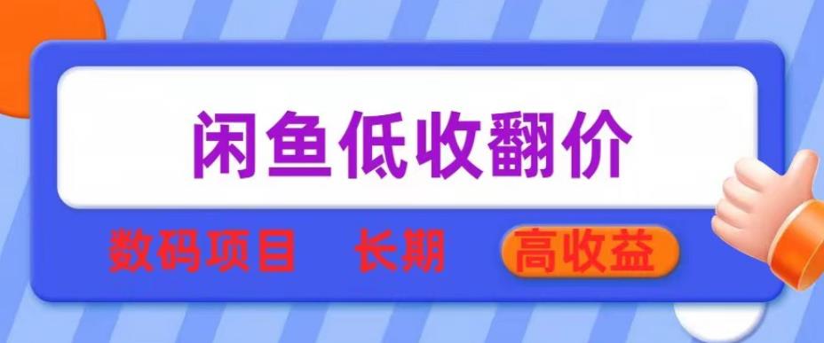 闲鱼低收翻价数码暴利项目，长期高收益【揭秘】-千城资源网