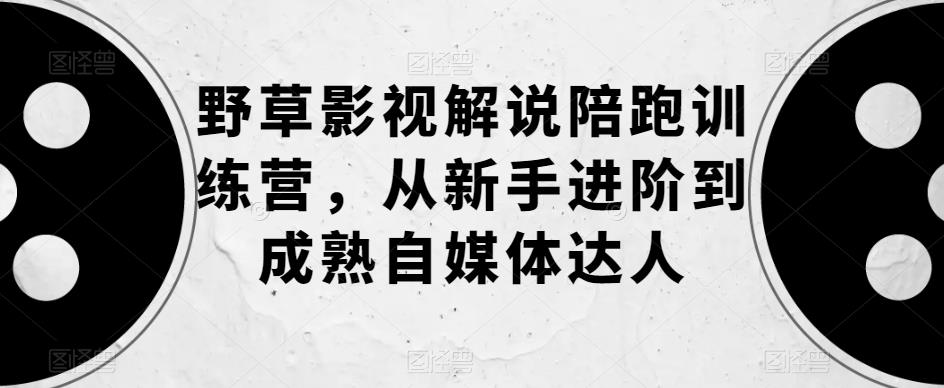 野草影视解说陪跑训练营，从新手进阶到成熟自媒体达人-千城资源网