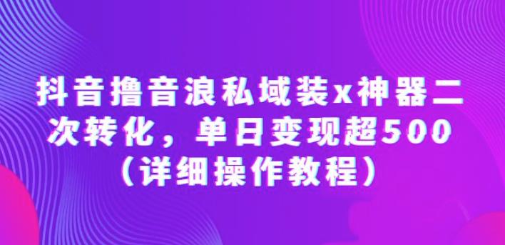 抖音撸音浪私域装x神器二次转化，单日变现超500（详细操作教程）【揭秘】-千城资源网