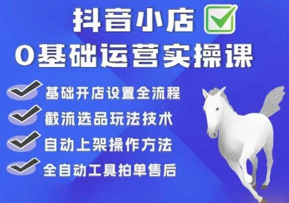 白马电商·0基础抖店运营实操课，基础开店设置全流程，截流选品玩法技术-千城资源网
