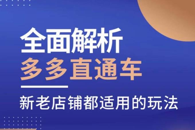 全面解析多多直通车，​新老店铺都适用的玩法-千城资源网
