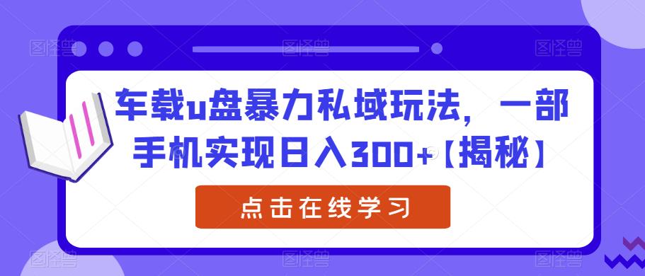 车载u盘暴力私域玩法，一部手机实现日入300+【揭秘】-千城资源网