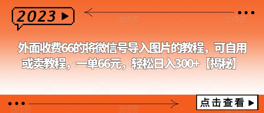 外面收费66的将微信号导入图片的教程，可自用或卖教程，一单66元，轻松日入300+【揭秘】-千城资源网