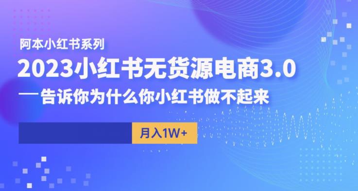 阿本小红书无货源电商3.0，告诉你为什么你小红书做不起来-千城资源网