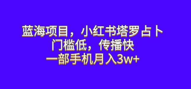 蓝海项目，小红书塔罗占卜，门槛低，传播快，一部手机月入3w+【揭秘】-千城资源网