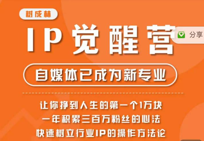 树成林·IP觉醒营，快速树立行业IP的操作方法论，让你赚到人生的第一个1万块-千城资源网