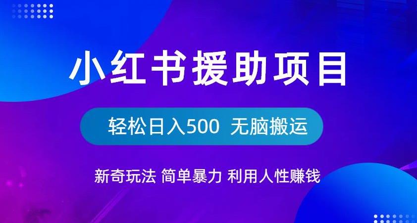 小红书援助项目新奇玩法，简单暴力，无脑搬运轻松日入500【揭秘】-千城资源网