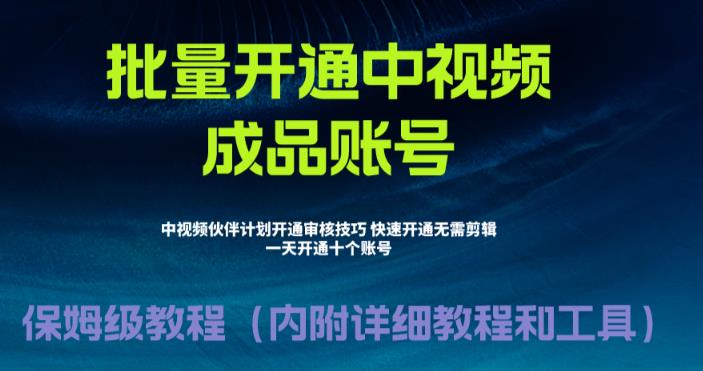 外面收费1980的暴力开通中视频计划教程，内附详细的快速通过中视频伙伴计划的办法-千城资源网