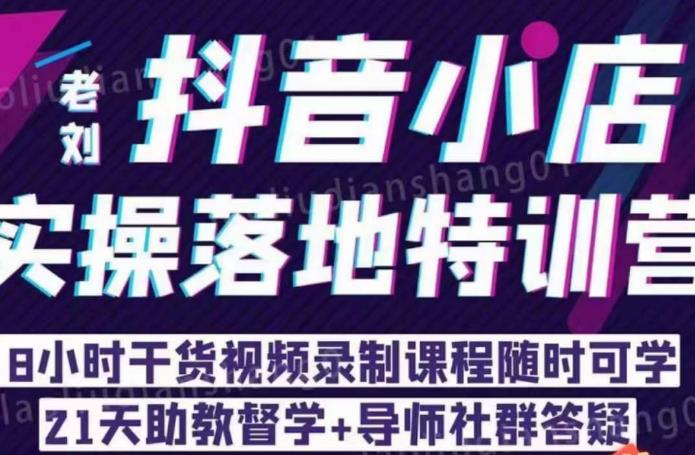 老刘·抖店商品卡流量，​抖音小店实操落地特训营，8小时干货视频录制课程随时可学-千城资源网