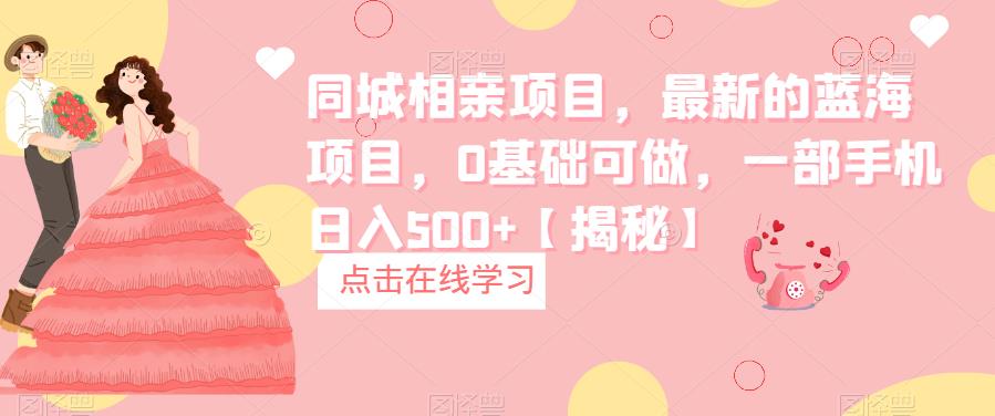 同城相亲项目，最新的蓝海项目，0基础可做，一部手机日入500+【揭秘】-千城资源网