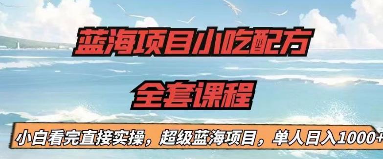 蓝海项目小吃配方全套课程，小白看完直接实操，单人日入1000+【揭秘】-千城资源网