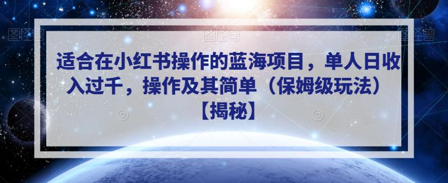 适合在小红书操作的蓝海项目，单人日收入过千，操作及其简单（保姆级玩法）【揭秘】-千城资源网