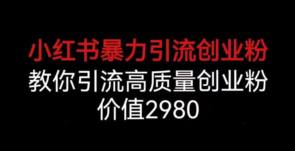 小红书暴力引流创业粉，教你引流高质量创业粉，价值2980【揭秘】-千城资源网