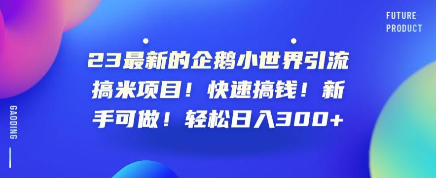 23最新的企鹅小世界引流搞米项目！快速搞钱！新手可做！轻松日入300+【揭秘】-千城资源网