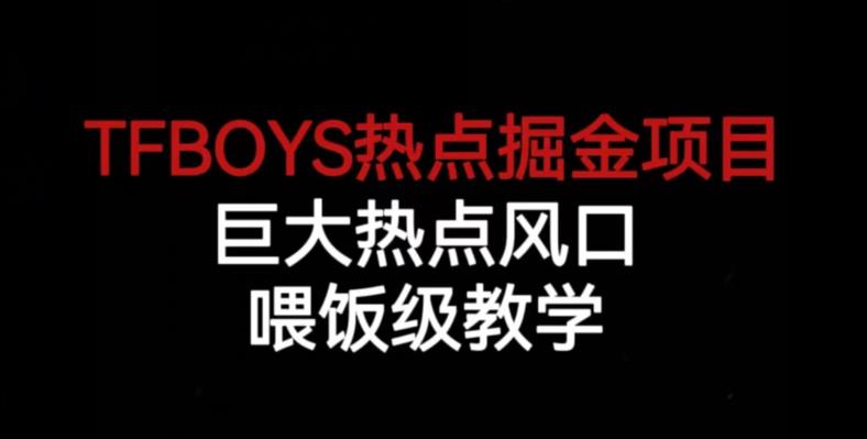 TFBOYS热点掘金项目，巨大热点风口，喂饭级教学-千城资源网