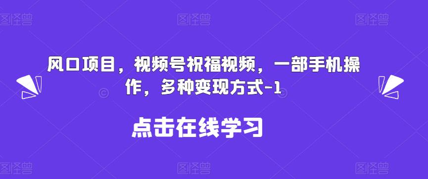 新风口项目，视频号祝福视频，一部手机操作，多种变现方式【揭秘】-千城资源网