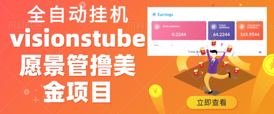 外面收费几千上万的visionstube愿景管撸美金项目，单日收益30-50美金+工作室可批量多开搞-千城资源网