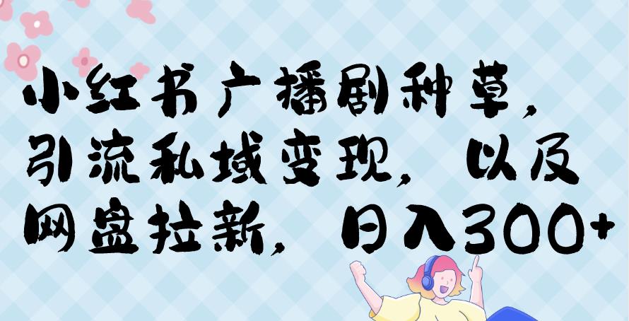 小红书种草广播剧，引流私域做网盘拉新，或售卖合集变现【揭秘】-千城资源网