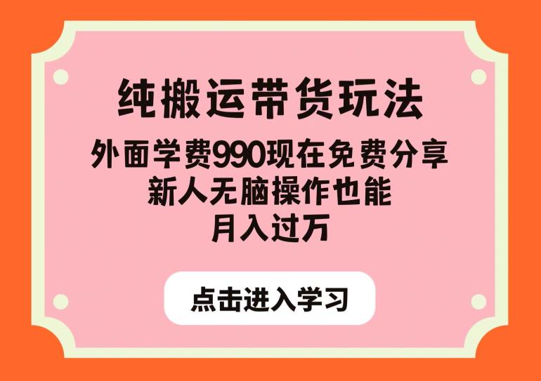 纯搬运带货玩法，外面学费990现在免费分享，新人无脑操作也能月入过万【揭秘】-千城资源网