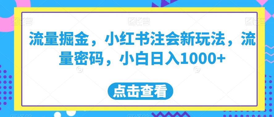 流量掘金，小红书注会新玩法，流量密码，小白日入1000+【揭秘】-千城资源网