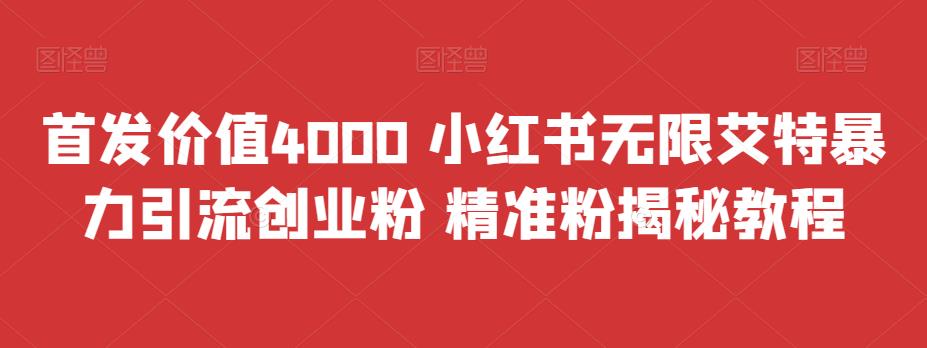 首发价值4000 小红书无限艾特暴力引流创业粉 精准粉揭秘教程-千城资源网