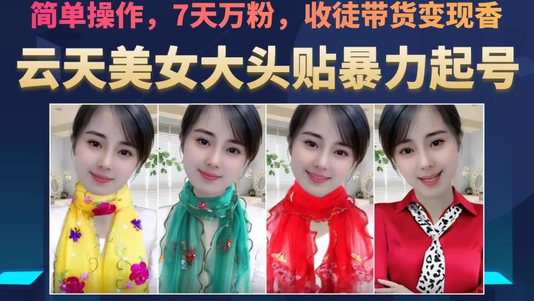 云天美女大头贴暴力起号教学，简单操作，7天万粉，收徒带货变现香-千城资源网