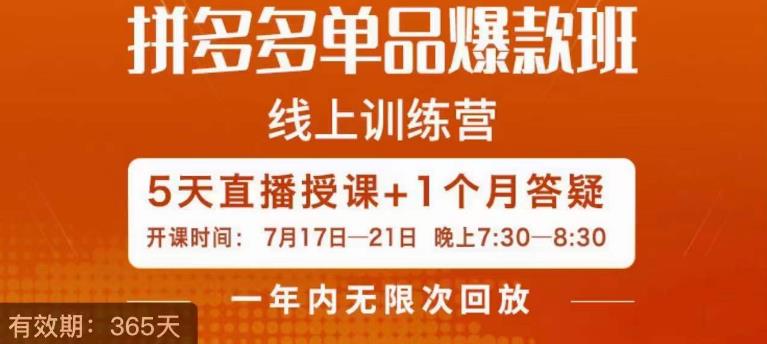 钟辰·拼多多单品爆款班，一个拼多多超级爆款养一个团队-千城资源网