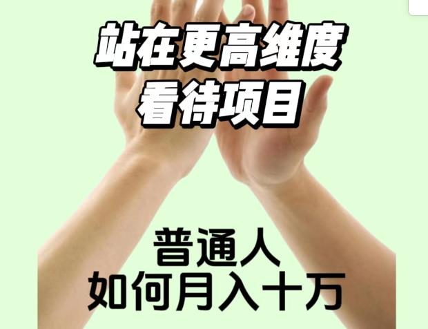 2023最火项目：站在更高维度看待项目，普通人如何月入十万【揭秘】-千城资源网