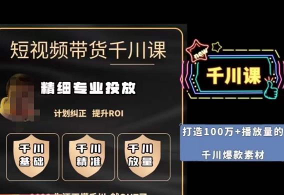 短视频带货-千川专业投放课，​精细化专业投放，计划纠正，提升ROI-千城资源网
