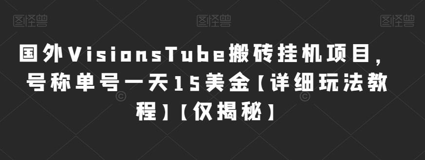 国外VisionsTube搬砖挂机项目，号称单号一天15美金【详细玩法教程】【仅揭秘】-千城资源网