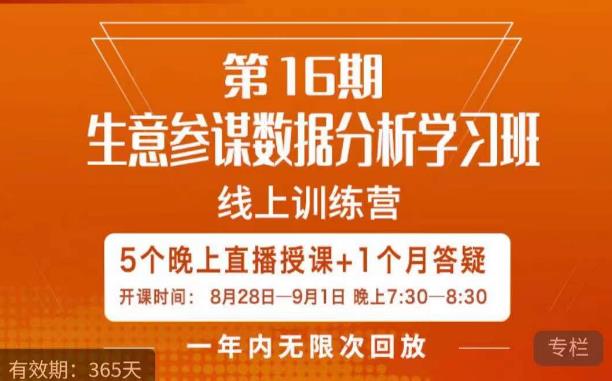 宁静·生意参谋数据分析学习班，解决商家4大痛点，学会分析数据，打造爆款！-千城资源网