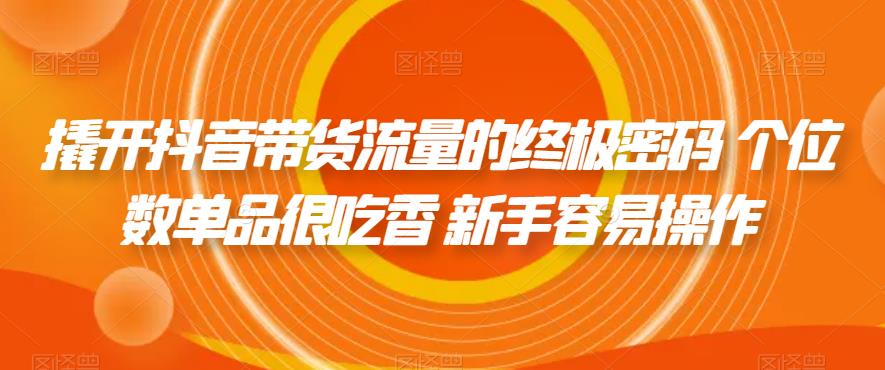 撬开抖音带货流量的终极密码 个位数单品很吃香 新手容易操作-千城资源网