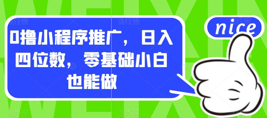 0撸小程序推广，日入四位数，零基础小白也能做【揭秘】-千城资源网
