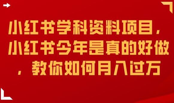 小红书学科资料项目，小红书今年是真的好做，教你如何月入过万【揭秘】-千城资源网