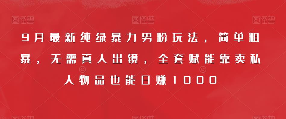 9月最新纯绿暴力男粉玩法，简单粗暴，无需真人出镜，全套赋能靠卖私人物品也能日赚1000-千城资源网