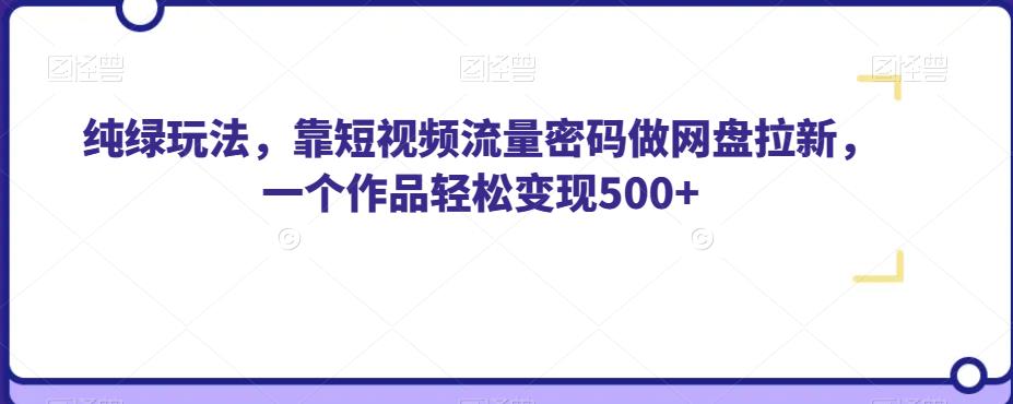 纯绿玩法，靠短视频流量密码做网盘拉新，一个作品轻松变现500+【揭秘】-千城资源网