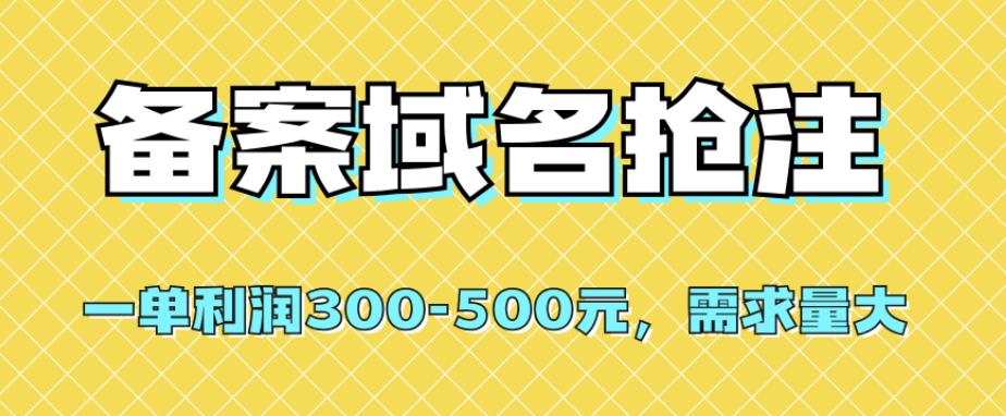 【全网首发】备案域名抢注，一单利润300-500元，需求量大-千城资源网