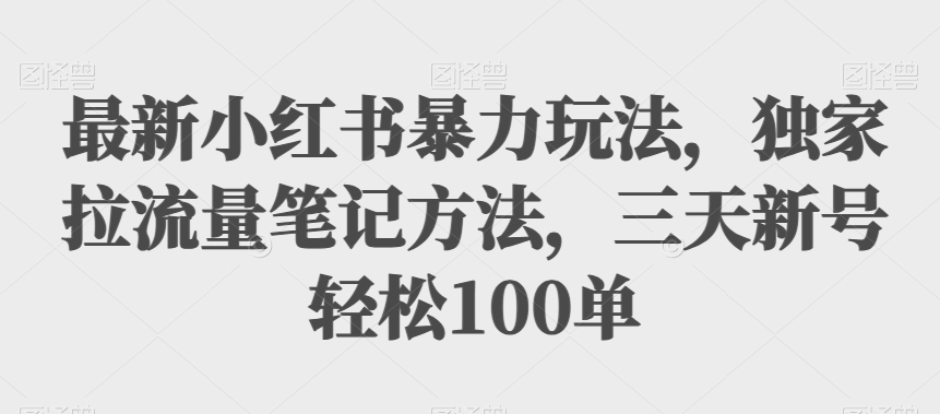 最新小红书暴力玩法，独家拉流量笔记方法，三天新号轻松100单【揭秘】-千城资源网