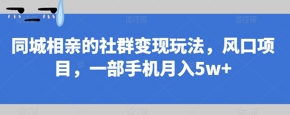 同城相亲的社群变现玩法，风口项目，一部手机月入5w+【揭秘】-千城资源网
