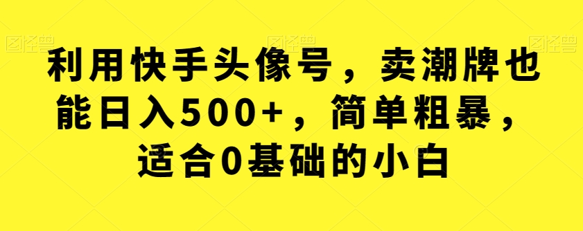 利用快手头像号，卖潮牌也能日入500+，简单粗暴，适合0基础的小白【揭秘】-千城资源网