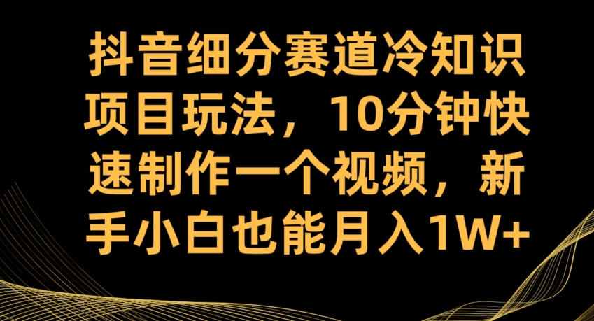 抖音细分赛道冷知识项目玩法，10分钟快速制作一个视频，新手小白也能月入1W+【揭秘】-千城资源网