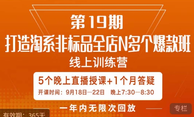 打造淘系非标全店N多个爆款线上课，​5天直播课-千城资源网