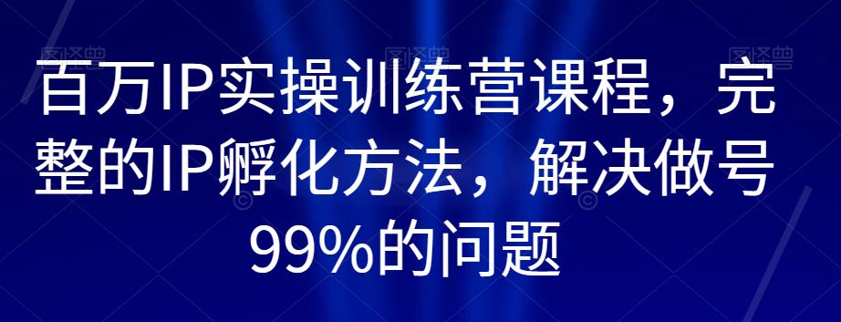 百万IP实操训练营课程，完整的IP孵化方法，解决做号99%的问题-千城资源网