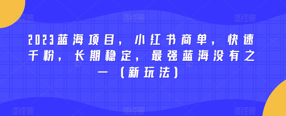 2023蓝海项目，小红书商单，快速千粉，长期稳定，最强蓝海没有之一（新玩法）-千城资源网