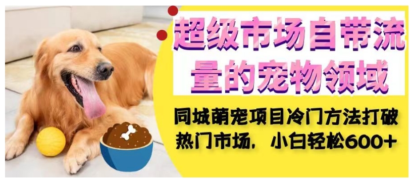超级市场自带流量的宠物领域，同城萌宠项目冷门方法打破热门市场，小白轻松600+-千城资源网