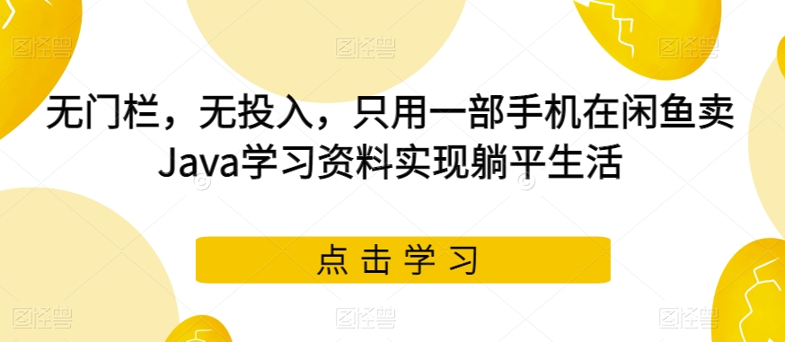无门栏，无投入，只用一部手机在闲鱼卖Java学习资料实现躺平生活【揭秘】-千城资源网