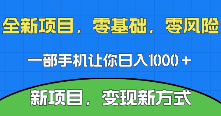 新项目，新平台，一部手机即可日入1000＋，无门槛操作【揭秘】-千城资源网