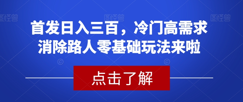 首发日入三百，冷门高需求消除路人零基础玩法来啦【揭秘】-千城资源网