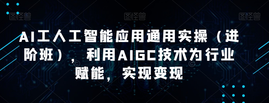 AI工人工智能应用通用实操（进阶班），利用AIGC技术为行业赋能，实现变现-千城资源网