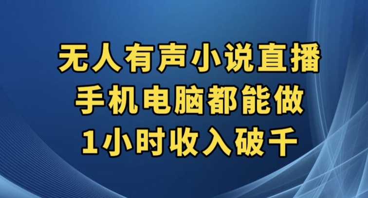 抖音无人有声小说直播，手机电脑都能做，1小时收入破千【揭秘】-千城资源网